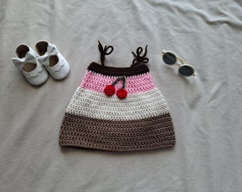 Ice Cream Sundae Crochet Dress | Strawberry Vanilla Chocolate | Summer Baby Outfit | Beginner Friendly