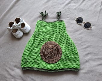 Avocado Baby Dress Crochet Pattern | Infant Toddler Sizes 0-24 Months (PDF Pattern)