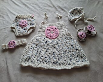 Set haakpatronen voor een babyoutfit met donutmotief | Cake smash & eerste verjaardag | Jurk, mutsje, luierbroekje en haarband | Direct te downloaden