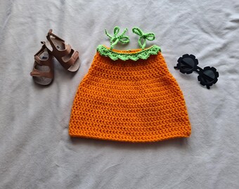 Crochet Carrot Baby Dress | Handmade Easter Outfit, Photo Prop