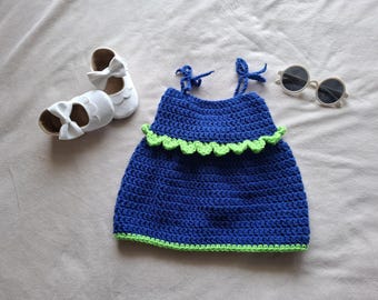 Blueberry Baby Dress Crochet Pattern | Leaf Edging, 0-24 Months (PDF Pattern)