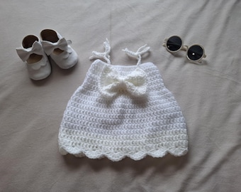 Haakpatroon voor een doopjurk, babydoopjurk, outfit voor de eerste verjaardag, elegante jurk met strik, haakpatroon voor beginners, PDF