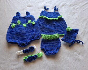 Bosbes babyhaakpatroonbundel, 5 patronen, jurk romper motorkap hoofdband luierhoes, pdf voor beginners