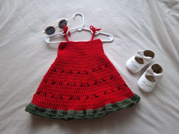 Crochet Pattern - Watermelon Baby Sundress - Summer Baby Outfit - Newborn to 24 months Sizes