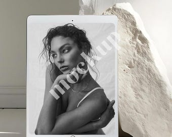 iPad Screen Mockup, Social Media Branding Mockup, Apple Device Mockup, Modern iPad Mockup, Aesthetic Travertine Minimal iPad Mockup
