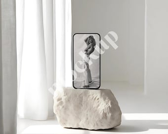 iPhone Screen Mockup, Social Media Branding Mockup, Apple Device Mockup, Modern iPhone Mockup, Aesthetic Travertine Minimal iPhone Mockup