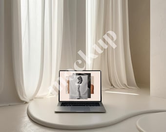 Mockup Macbooka, Mockupy dla projektantów, Mockup urządzenia Apple, Nowoczesny mockup MacBooka, Estetyczny, trawertynowy, minimalistyczny mockup ekranu urządzenia