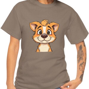 Cute Cartoon Dog Unisex Heavy Cotton Tee, Funny Pet Lover Gift, Animal T-Shirt, Birthday Present, Casual Wear, Everyday Style