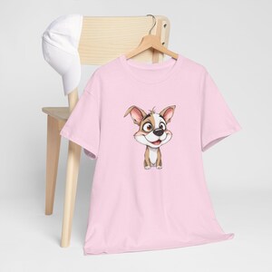Cute Cartoon Dog Unisex Tee, Pet Lover Gift, Dog Mom Tee, Cartoon Animal Shirt, Casual Daily Wear