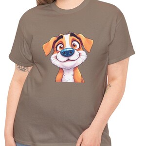 Cute Dog Cartoon Unisex Heavy Cotton Tee, Dog Lover Shirt, Casual Pet Tee, Birthday Gift for Dog Owners, Fun Everyday Wear
