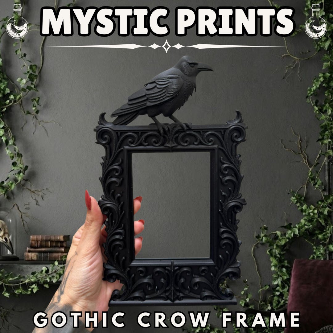 Crow Frame Gothic Crow Picture Frame | Raven Wall Decor | Dark Academia | Akshan ...
