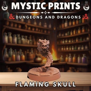 Flaming Skull - 3D Printed Resin Mini - Dungeons And Dragons