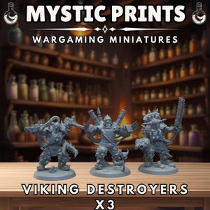 Viking Destroyers x3 - 3D Printed Resin Mini - Base Included Sized Appropriate - Immaterium God