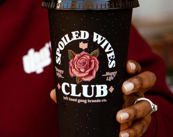 Spoiled Wives Club Tumbler: Black Glitter Bridal Shower Gift