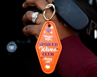 Spoiled Wives Club Leather Keychain: Wife Gift, Purse Tag