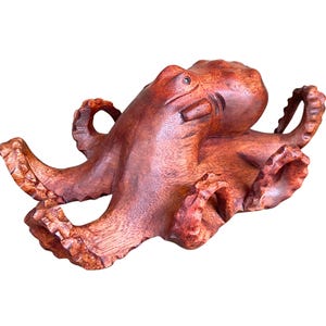 Wooden Octopus Sculpture 12&quot;, Wood Carving, Octopus Statue, Wooden Animal, Beach Decor, Handmade, House Decor, Holiday Gift, Birthday Gift