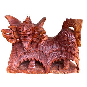 Balinesische Barong Holz Statue, Holzschnitzerei, Handgemacht, Dekoration im balinesischen Stil, Einweihungsparty, Urlaubsgeschenk, Geburtstagsgeschenk, Wohnkultur, Kunst