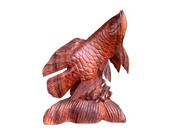 木製 鮮やかな魚の彫刻 アジア·アロワナ 木製 鮮やかな魚の彫刻 アジア·アロワナ 木製 鮮やかな魚の彫刻