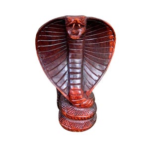 Wooden Cobra Statue, Cobra Sculpture, Wood Carving, Animal Wood, Room Decor, Holiday Gift, Birthday Gift, Reptile Statue, Office Decor