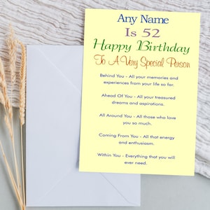 52nd Birthday Card