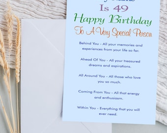 Stuff4 Carte D'anniversaire 49 Ans Pour Femme – Fille – Cartes D'anniversaire Pour Femme De 49 Ans, Maman, Sœur, Tante, Cousine, Amie, Nièce, 145 Mm X 145 Mm, 49 Ans, 49 Ans