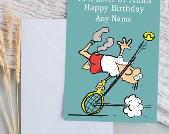 Happy Birthday Grußkarte Für Tennis-Fans – Lustige Karte Mit Tennis-Spieler Motiv, 12,7 X 17,8 Cm, Inkl. Umschlag