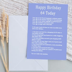 Cartão de aniversário de 64 anos