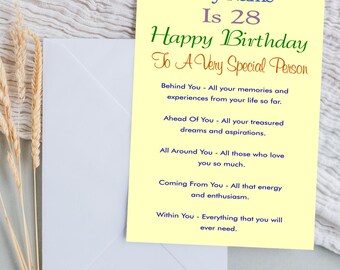 Funny 28th Birthday Card 28 And Looking Great 28th Birthday
