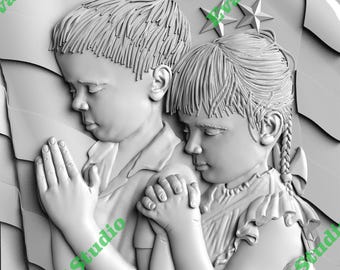 Niños rezando PNG / Archivo de grabado láser / Fondo de bandera patriótica / Compatible con Glowforge xTool / Descarga digital para CNC y grabado láser