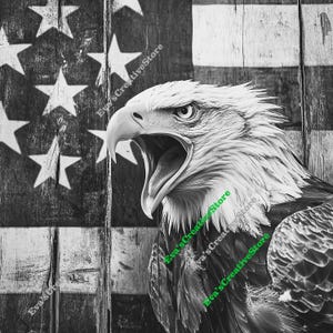 Eagle Patriotic Flag Laser Ready Png JPEG Bmp Files Glowforge Engraver for CNC & Lase Burn Cut Digital Design for Wood Acrylic and more