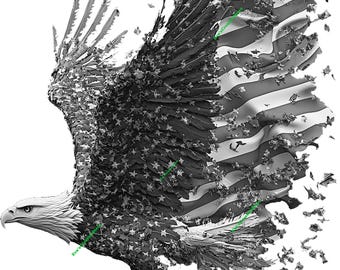 Bandera patriótica de águila, archivos PNG JPEG BMP listos para láser, grabador Glowforge para CNC y corte láser, diseño digital para madera, acrílico y más