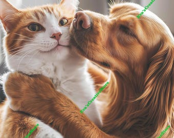 Perro y gato listos para láser PNG BMP JPEG Glowforge, archivos de corte Cricut / Descarga digital / Grabado, diseños de corte para madera y más