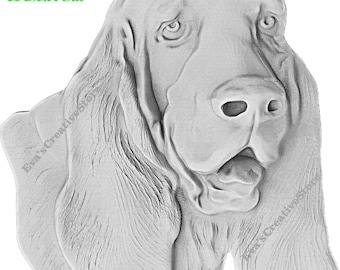 May include: Black and white line art illustration of a Bloodhound dog's head. The image is labeled "SVG+PNG+TIF+LYZ LASER Cut" and "Resizable".