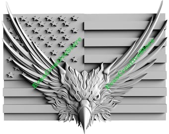 American Flag and Eagle PNG | Patriotic Laser Engraving File | Fire Eagle Head Design | Glowforge xTool Ready | CNC and Laser Burn