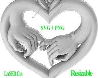 Archivos SVG Gcode listos para láser, marco de regalo de boda con forma de corazón y amor, diseño digital cortado con grabador Glowforge