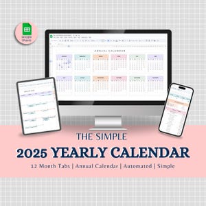 Kalendarz 2025 Roczny planer Arkusze Google Roczny kalendarz Miesięczny tracker Rutyna Harmonogram dzienny Kalendarz tygodniowy Arkusz kalkulacyjny Kalendarz dzienny