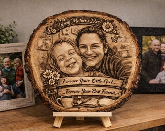 Personalized Photo Engraved Wood Keepsake – Live Edge Mom Gift