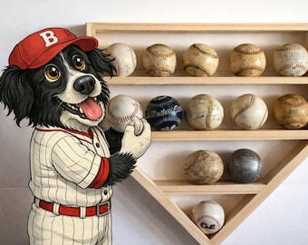 ホームプレートベースボールディスプレイシェルフ - カスタマイズ可能な無垢材ラック - 野球ボール14個または記念品を収納可能