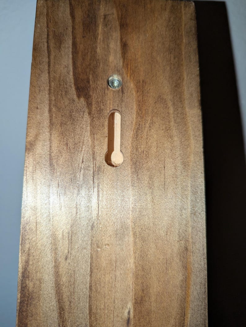 Back of rack showing keyhole mounts and screw for secure wall installation.