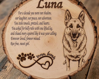 Personalized Pet Memorial Wood Sign – Laser Engraved Live Edge Keepsake Plaque