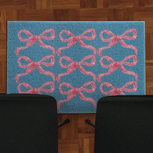 Coquette Bow Christmas Doormat Cute Pink Indoor Mat