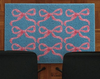 Coquette Bow Christmas Doormat Cute Pink Indoor Mat