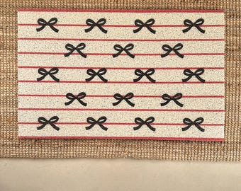 Coquette Bow Christmas Doormat Cute Indoor Mat
