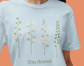 Camiseta botánica de ginkgo biloba: Camiseta minimalista inspirada en la naturaleza, estilo cottagecore.