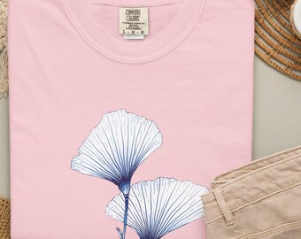 Camiseta de regalo para amantes de las plantas, regalo de naturaleza, camiseta botánica, regalo para ella, camiseta para amantes de las plantas, regalo para amantes de la naturaleza, camiseta con hoja de ginkgo