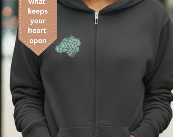 Unisex Zip Hoodie Heart Chakra, Sacred Geometry Mandala Hoodie