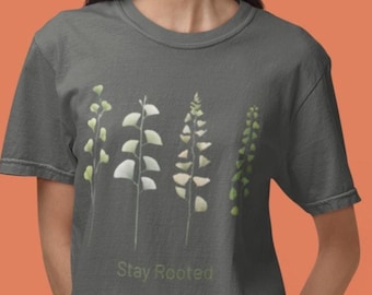 Camiseta minimalista de ginkgo, camiseta de diseño pequeño, camiseta botánica, camiseta de naturaleza sutil, camiseta de estética minimalista, camiseta sencilla de hojas