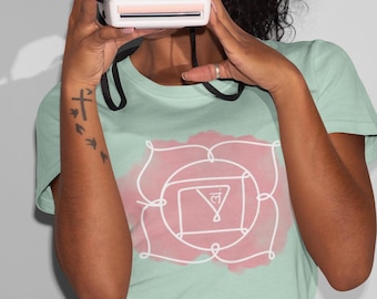 Maglietta Chakra della radice, maglietta Mandala di geometria sacra, maglietta unisex per yoga spirituale
