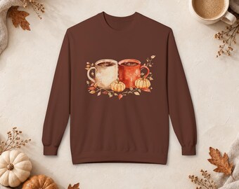 Fall Coffee Sweatshirt, Pumpkin Mug Autumn Crewneck