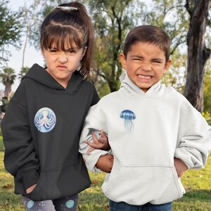Jellyfish Toddler Hoodie: Bioluminescent Ocean Print, Cozy Fleece